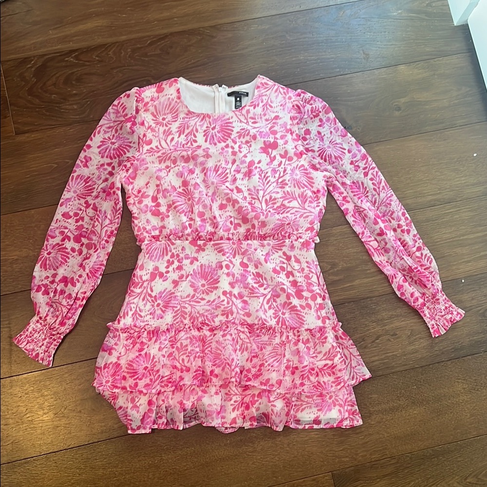 Aqua Tropical Pink Long-Sleeve Mini Dress